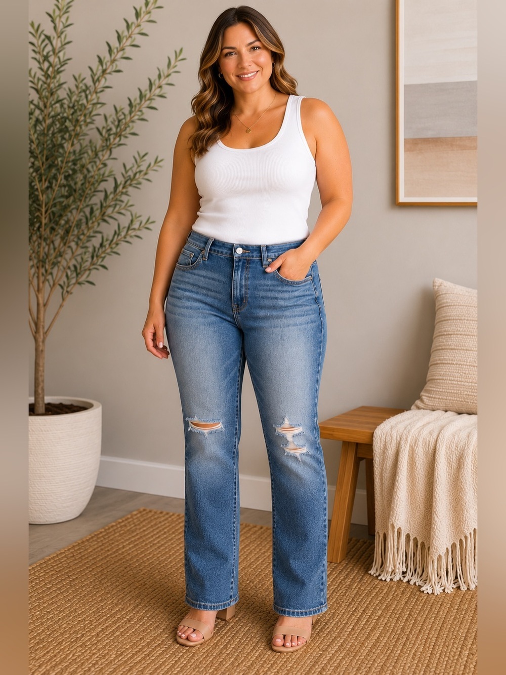 Levi’s 524 Too Superlow Bootcut Jeans Distressed Medium Wash Women’s W33 L32